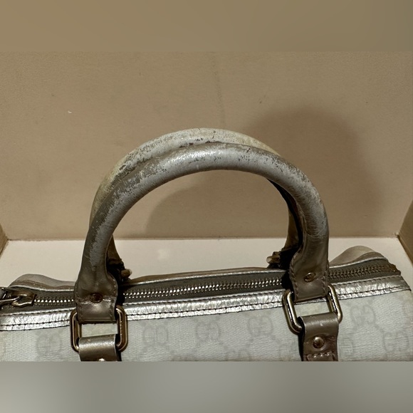 Gucci White and Silver Mini Boston Satchel - Picture 3 of 11